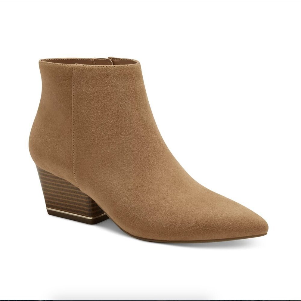 ALFANI Armena Womens Zipper Pointed Toe Booties In Taupe